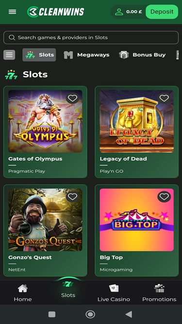 Cleanwins Casino mobile